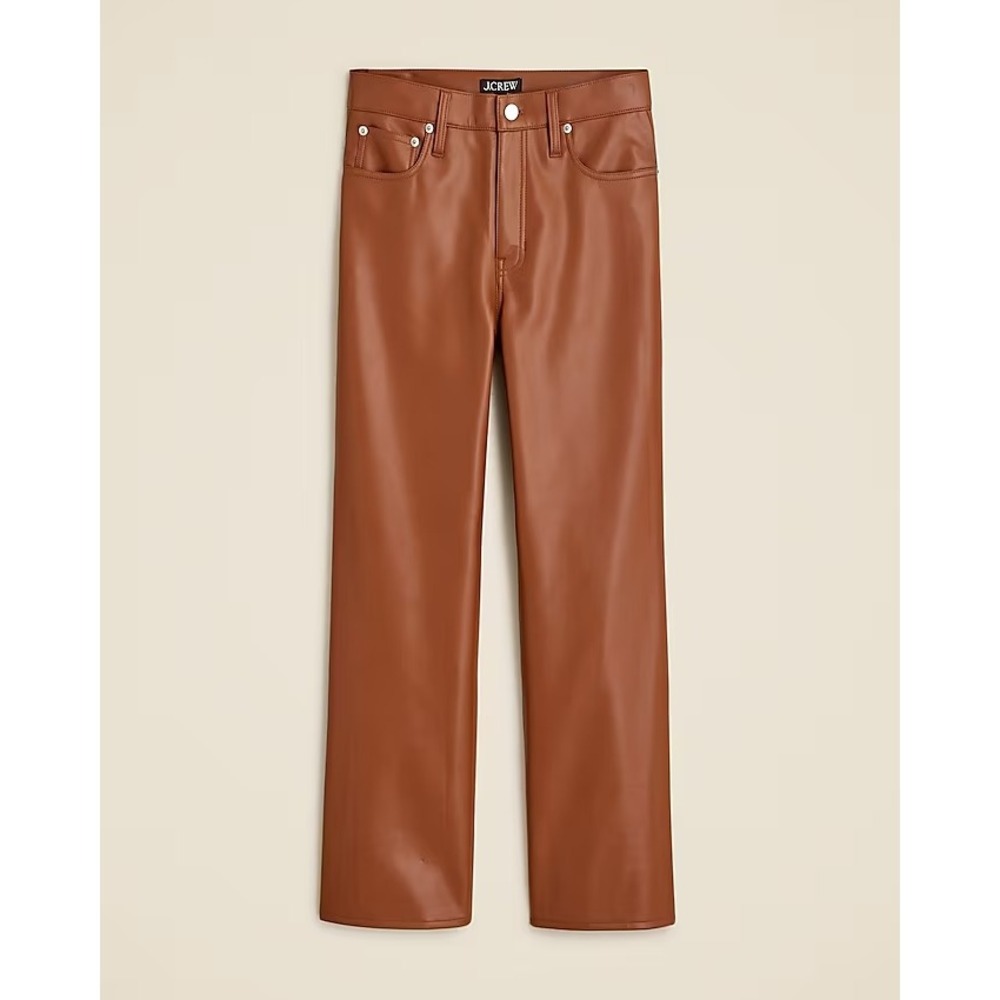J.Crew Slim wide-leg‎ pant in faux leather Brown Sugar Size 33
